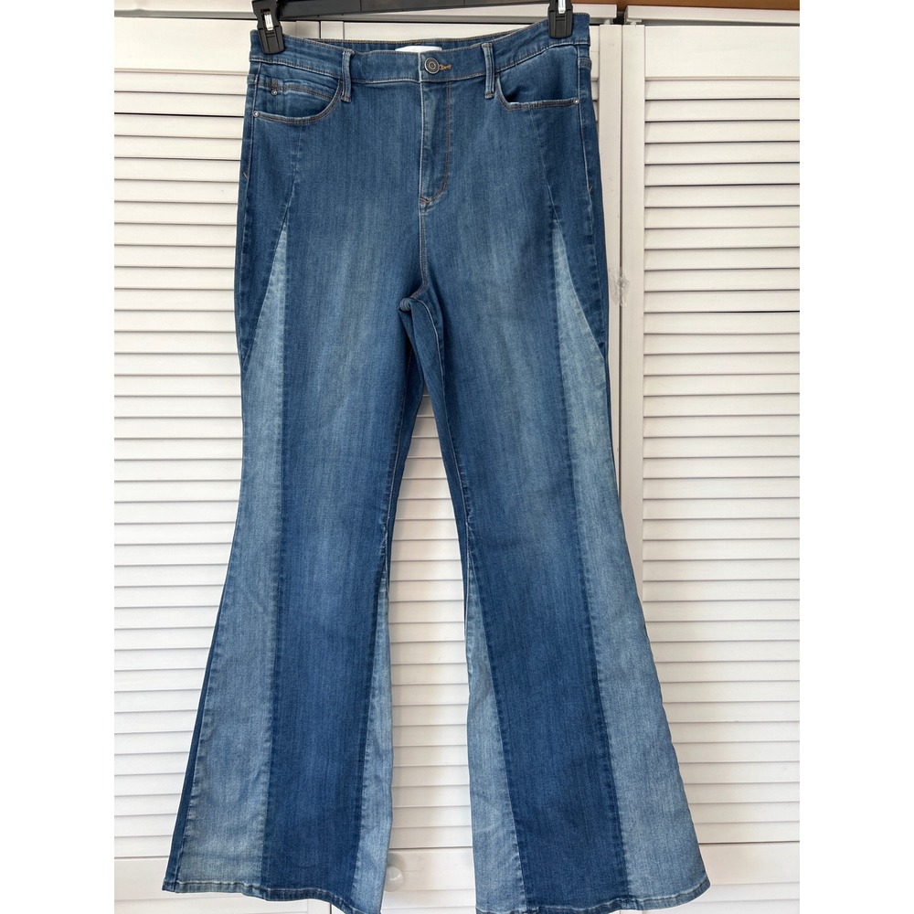 Skinnygirl The High Rise Flare Jeans Blue Wash Patchwork Size‎ 32